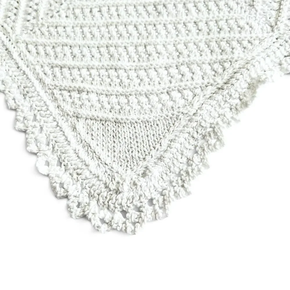 Knitted Lace Doily Off White Square 13